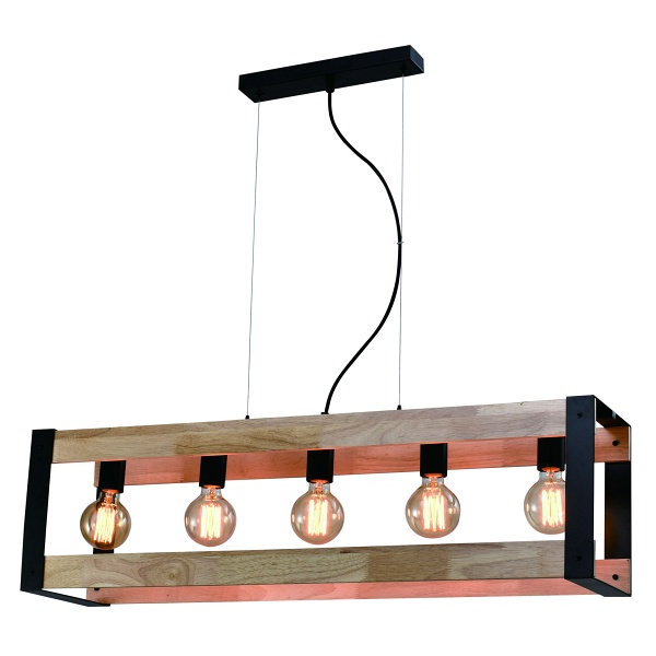 Varna Lampa Wisząca Czarny 5X40W E27 Klosz Czarny Candellux