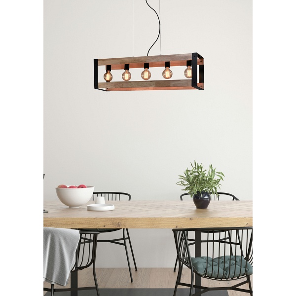 Varna Lampa Wisząca Czarny 5X40W E27 Klosz Czarny Candellux