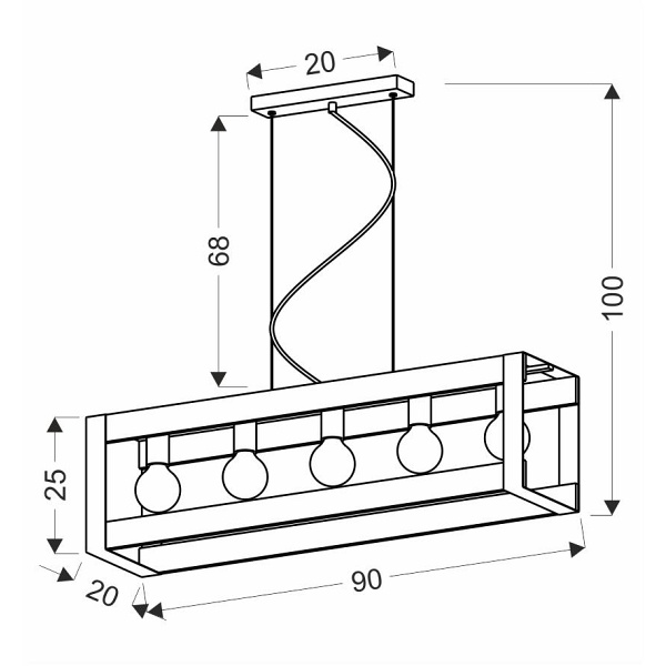Varna Lampa Wisząca Czarny 5X40W E27 Klosz Czarny Candellux