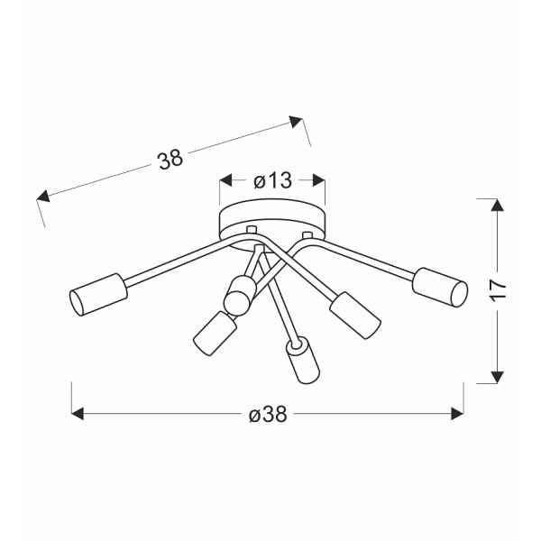 Lampa Sufitowa Tiara 6X40W E14 Czarny Candellux