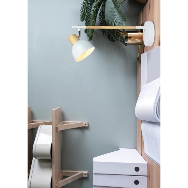 Bondo Lampa Gabinetowa 1X40W E14 Biało Drewniany Candellux