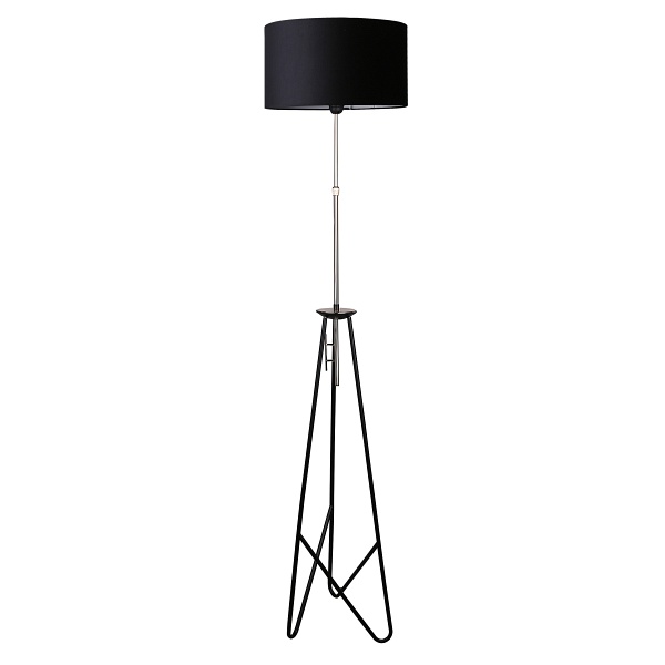 Float Lampa Podłogowa Czarno Złota 1X60W E27 Abażur Czarny Candellux