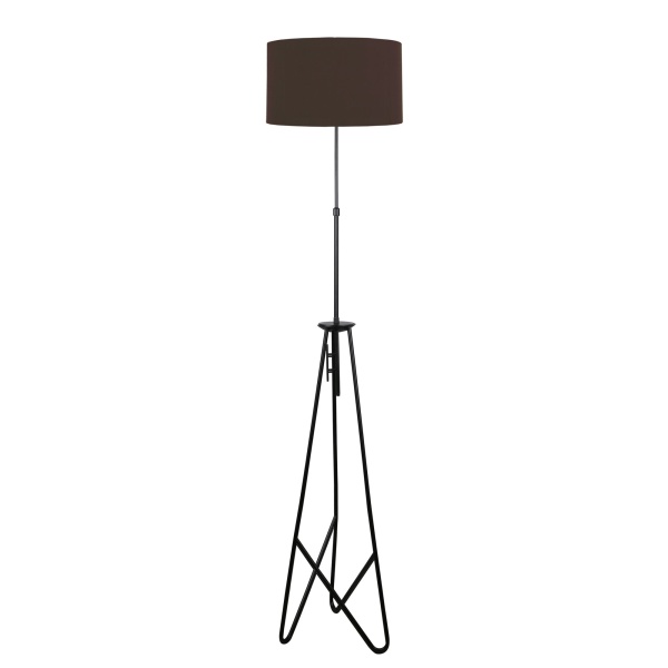 Float Lampa Podłogowa Czarna 1X60W E27 Abażur Timber Ciemny Candellux