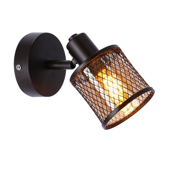 Lampa Kinkiet Canabera Kawowe Złoto 1X40W E14 Klosz Bursztynowy Candellux