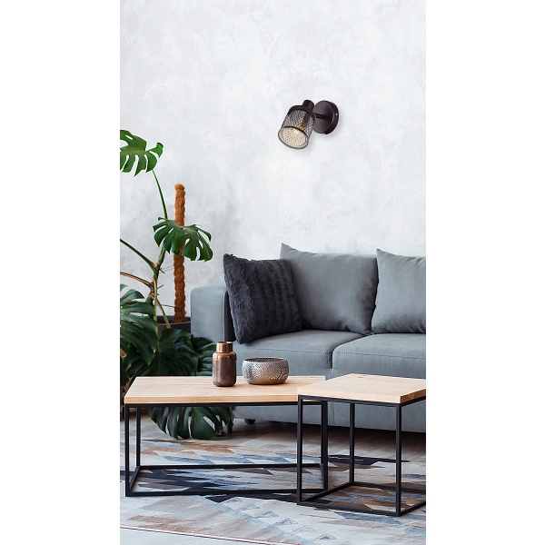 Lampa Kinkiet Canabera Kawowe Złoto 1X40W E14 Klosz Bursztynowy Candellux