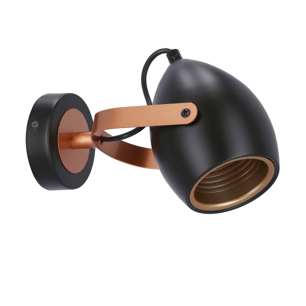 Anica Lampa Kinkiet Czarny 1X40W E14 Odbłyśnik Złoty Candellux