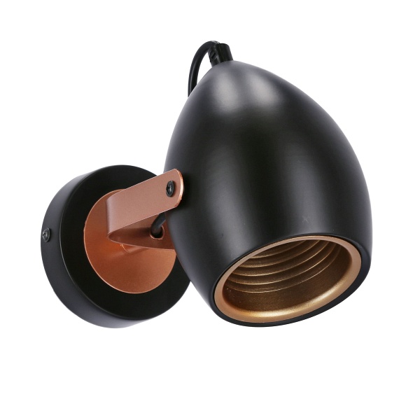 Anica Lampa Kinkiet Czarny 1X40W E14 Odbłyśnik Złoty Candellux