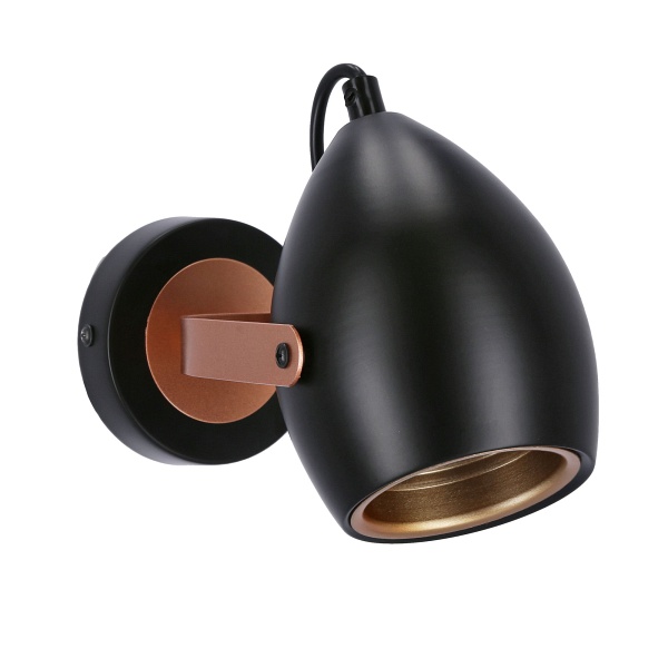 Anica Lampa Kinkiet Czarny 1X40W E14 Odbłyśnik Złoty Candellux