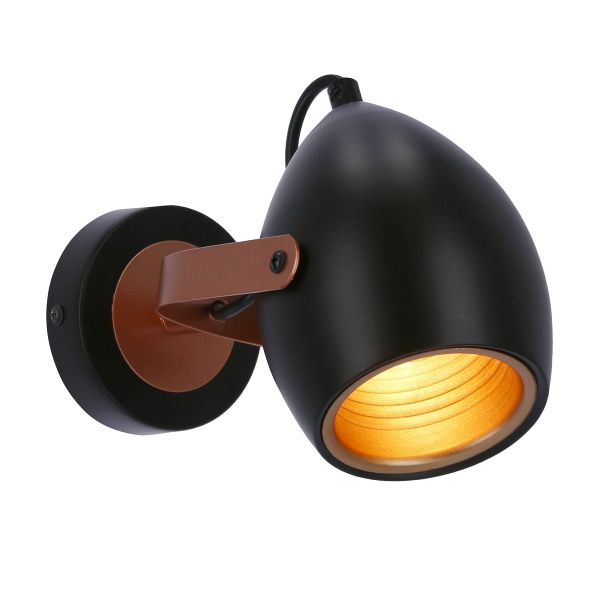 Anica Lampa Kinkiet Czarny 1X40W E14 Odbłyśnik Złoty Candellux