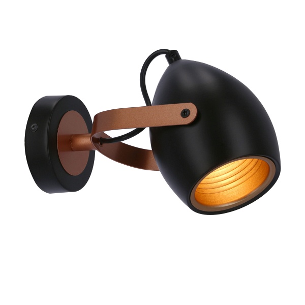 Anica Lampa Kinkiet Czarny 1X40W E14 Odbłyśnik Złoty Candellux