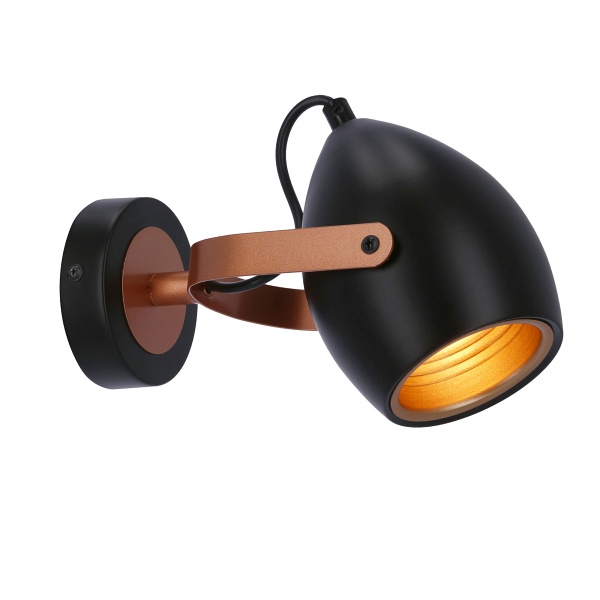 Anica Lampa Kinkiet Czarny 1X40W E14 Odbłyśnik Złoty Candellux