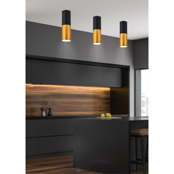 Lampa Sufitowa Tuba 1X15W Gu10 5,8/12 Czarno Złota Candellux