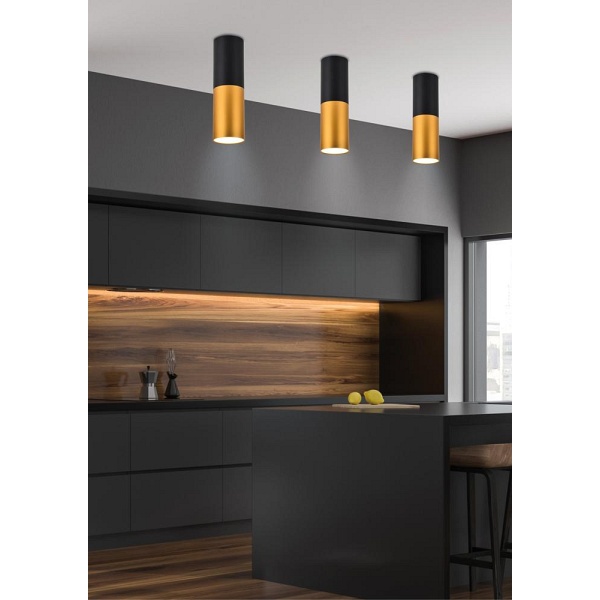 Lampa Sufitowa Tuba 1X15W Gu10 5,8/12 Czarno Złota Candellux