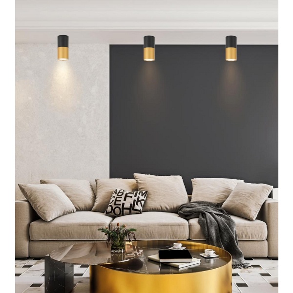 Lampa Sufitowa Tuba 1X15W Gu10 5,8/12 Czarno Złota Candellux