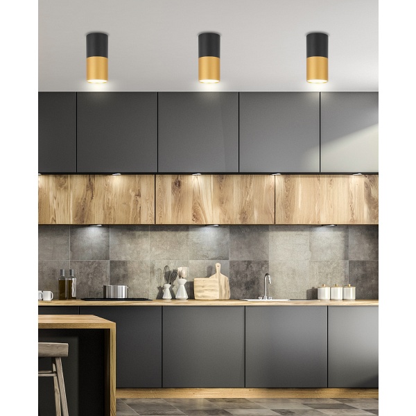 Lampa Sufitowa Tuba 1X15W Gu10 5,8/12 Czarno Złota Candellux