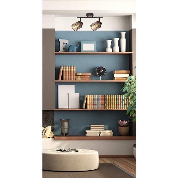 Lampa Sufitowa Canabera Kawowe Złoto 2X40W E14 Klosz Bursztynowy Candellux