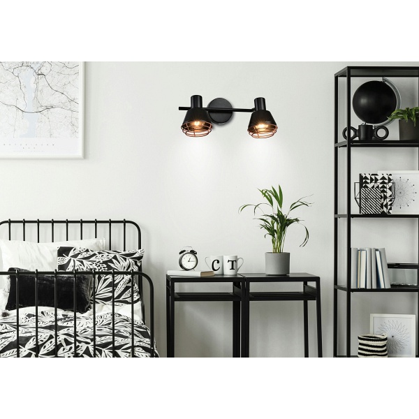 Neria Lampa Sufitowa Listwa Czarny 2X40W E14 Klosz Miedziany Candellux