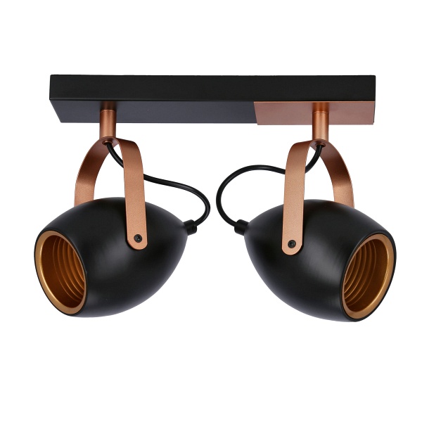 Anica Lampa Sufitowa Listwa Czarny 2X40W E14 Odbłyśnik Złoty Candellux