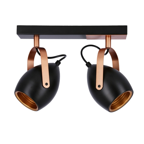 Anica Lampa Sufitowa Listwa Czarny 2X40W E14 Odbłyśnik Złoty Candellux