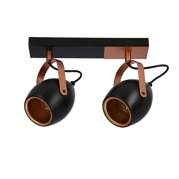 Anica Lampa Sufitowa Listwa Czarny 2X40W E14 Odbłyśnik Złoty Candellux