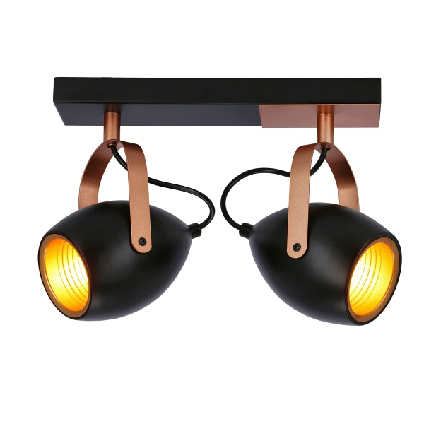 Anica Lampa Sufitowa Listwa Czarny 2X40W E14 Odbłyśnik Złoty Candellux