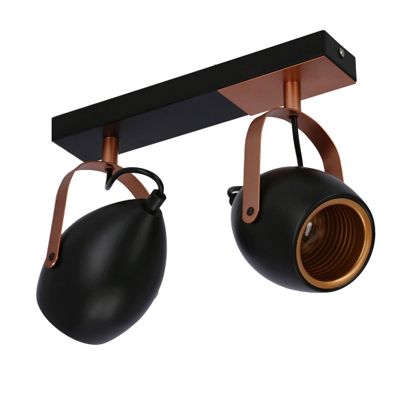 Anica Lampa Sufitowa Listwa Czarny 2X40W E14 Odbłyśnik Złoty Candellux