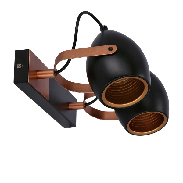 Anica Lampa Sufitowa Listwa Czarny 2X40W E14 Odbłyśnik Złoty Candellux