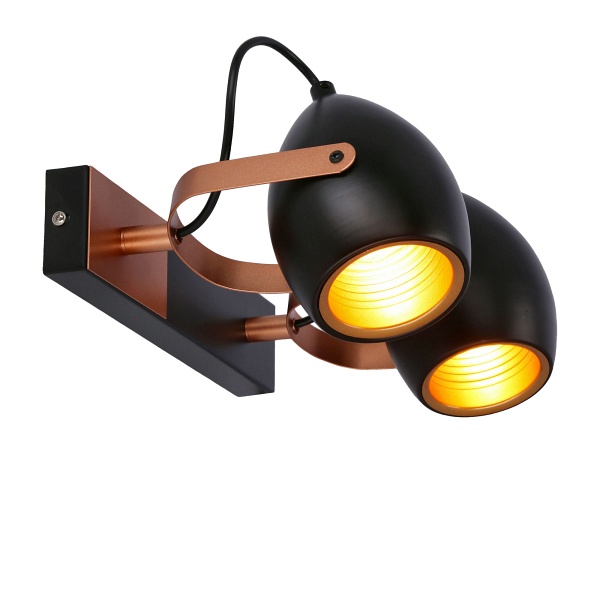 Anica Lampa Sufitowa Listwa Czarny 2X40W E14 Odbłyśnik Złoty Candellux