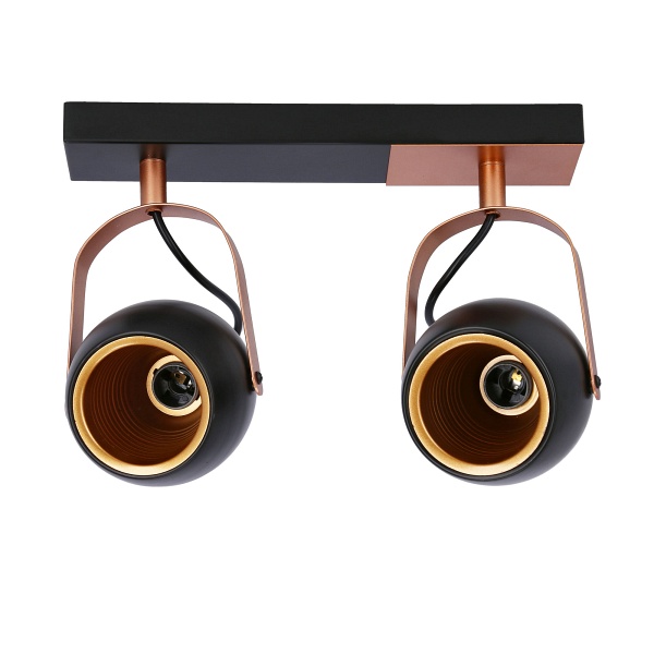 Anica Lampa Sufitowa Listwa Czarny 2X40W E14 Odbłyśnik Złoty Candellux