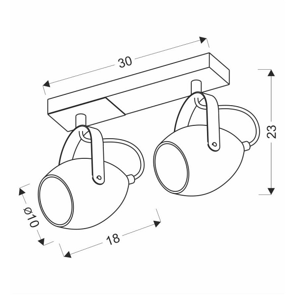 Anica Lampa Sufitowa Listwa Czarny 2X40W E14 Odbłyśnik Złoty Candellux