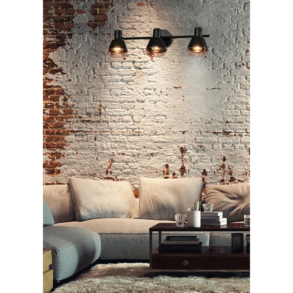 Neria Lampa Sufitowa Listwa Czarny 3X40W E14 Klosz Miedziany Candellux