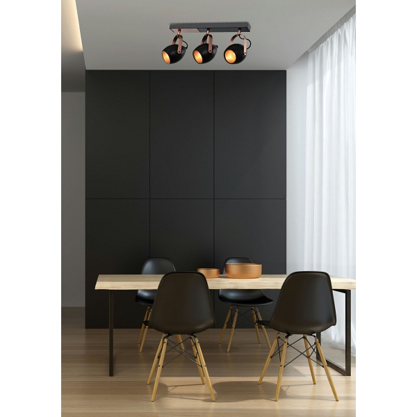 Anica Lampa Sufitowa Listwa Czarny 3X40W E14 Odbłyśnik Złoty Candellux