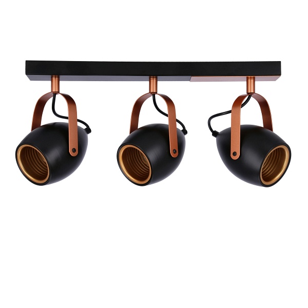 Anica Lampa Sufitowa Listwa Czarny 3X40W E14 Odbłyśnik Złoty Candellux