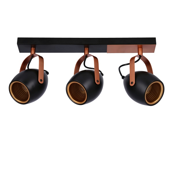 Anica Lampa Sufitowa Listwa Czarny 3X40W E14 Odbłyśnik Złoty Candellux