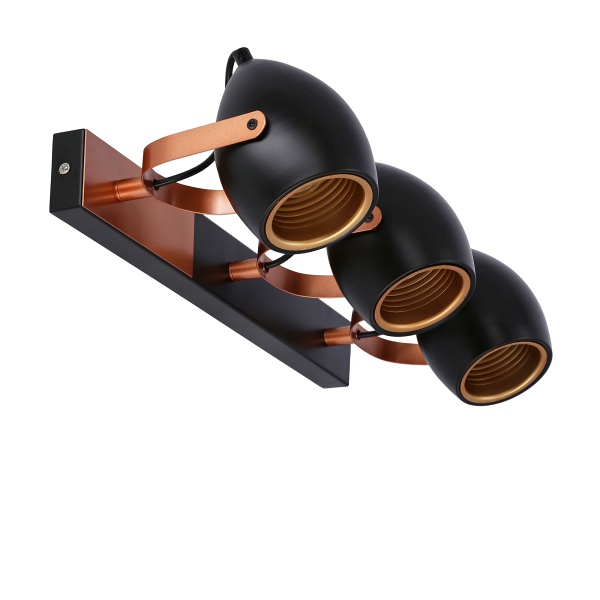 Anica Lampa Sufitowa Listwa Czarny 3X40W E14 Odbłyśnik Złoty Candellux