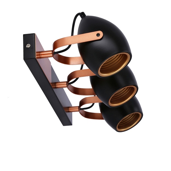 Anica Lampa Sufitowa Listwa Czarny 3X40W E14 Odbłyśnik Złoty Candellux