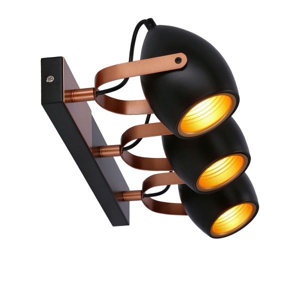 Anica Lampa Sufitowa Listwa Czarny 3X40W E14 Odbłyśnik Złoty Candellux