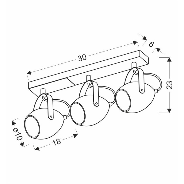 Anica Lampa Sufitowa Listwa Czarny 3X40W E14 Odbłyśnik Złoty Candellux