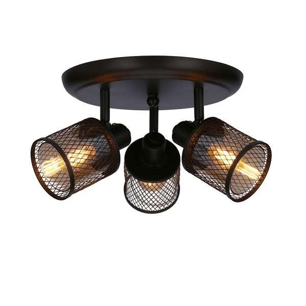 Lampa Sufitowa Canabera Plafon Kawowe Złoto 3X40W E14 Klosz Bursztynowy Candellux