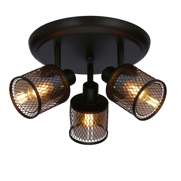 Lampa Sufitowa Canabera Plafon Kawowe Złoto 3X40W E14 Klosz Bursztynowy Candellux