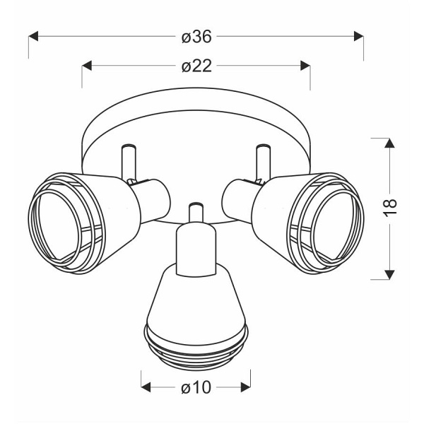 Neria Lampa Sufitowa Plafon Czarny 3X40W E14 Klosz Miedziany Candellux