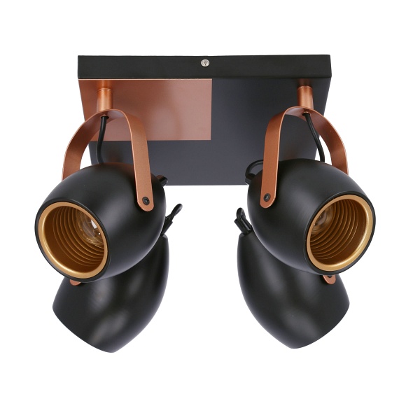 Anica Lampa Sufitowa Plafon Czarny 4X40W E14 Odbłyśnik Złoty Candellux