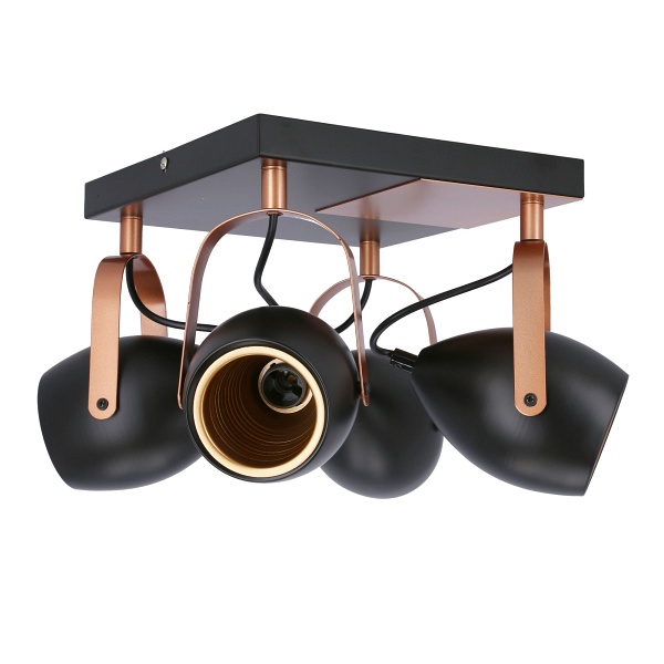 Anica Lampa Sufitowa Plafon Czarny 4X40W E14 Odbłyśnik Złoty Candellux