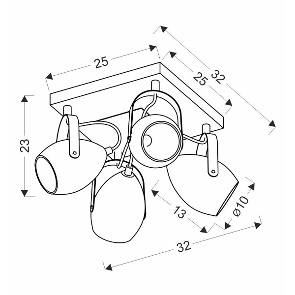 Anica Lampa Sufitowa Plafon Czarny 4X40W E14 Odbłyśnik Złoty Candellux