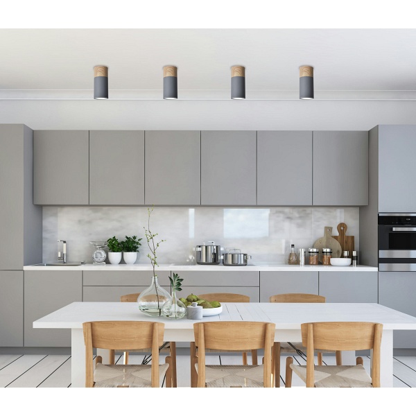 Tuba Lampa Sufitowa 1X15W Gu10 6,8/15 Szary+Drewno Candellux