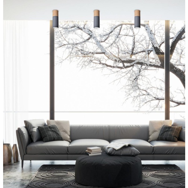 Tuba Lampa Sufitowa 1X15W Gu10 6,8/20 Szary+Drewno Candellux