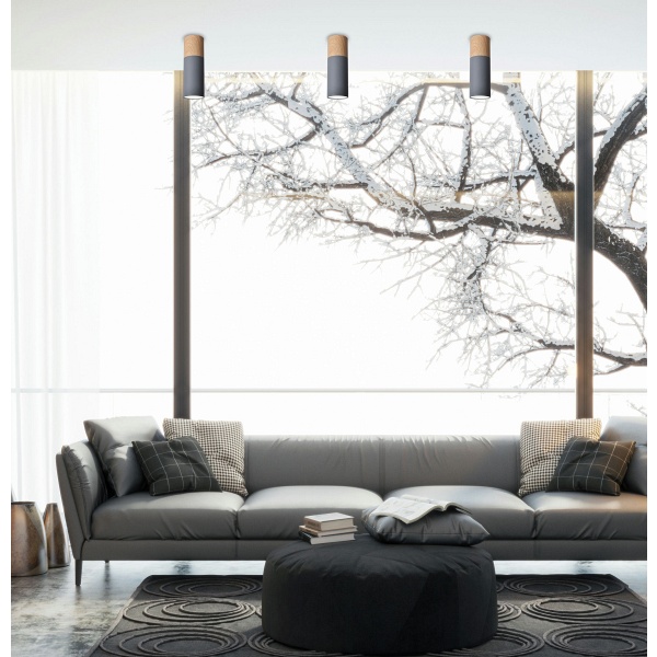 Tuba Lampa Sufitowa 1X15W Gu10 6,8/20 Szary+Drewno Candellux