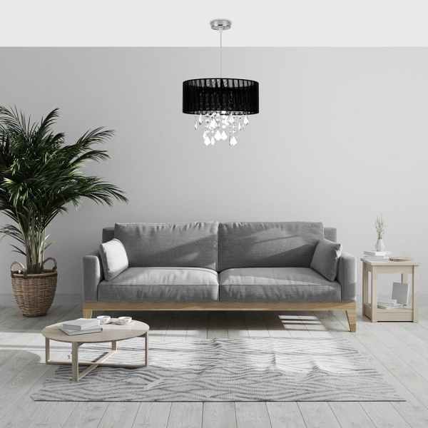 Leda Lampa Wisząca 1X60W E27 Abażur Czarny Candellux