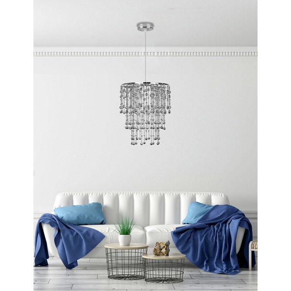 Roni Lampa Wisząca 1X60W E27 Abażur Chromowy Candellux