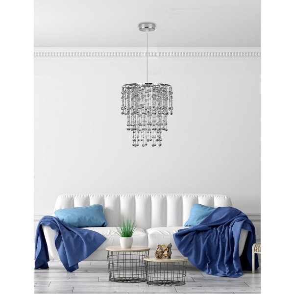 Roni Lampa Wisząca 1X60W E27 Abażur Chromowy Candellux